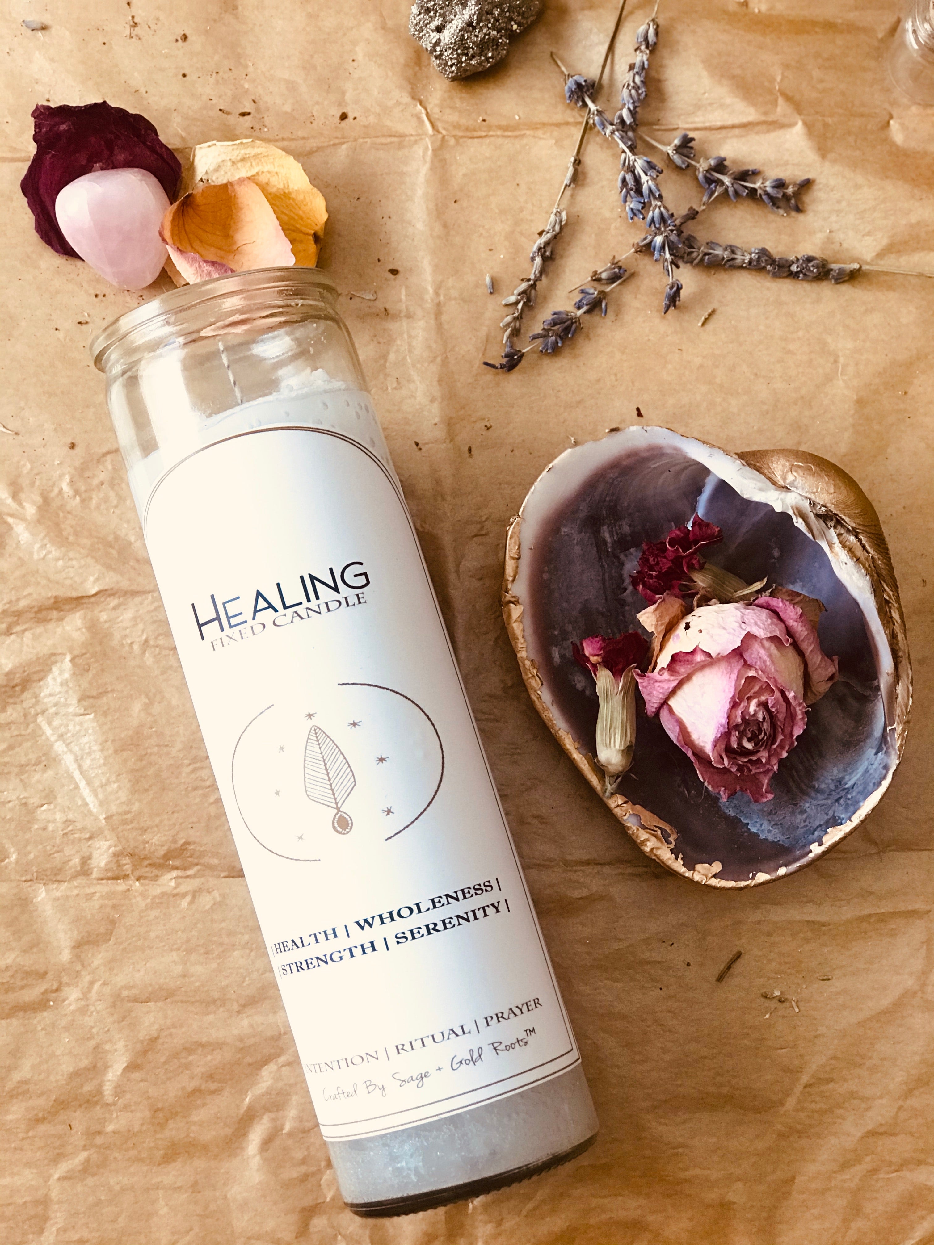 HEALTH + HEALING | Ritual Candle  Sage + Gold Roots