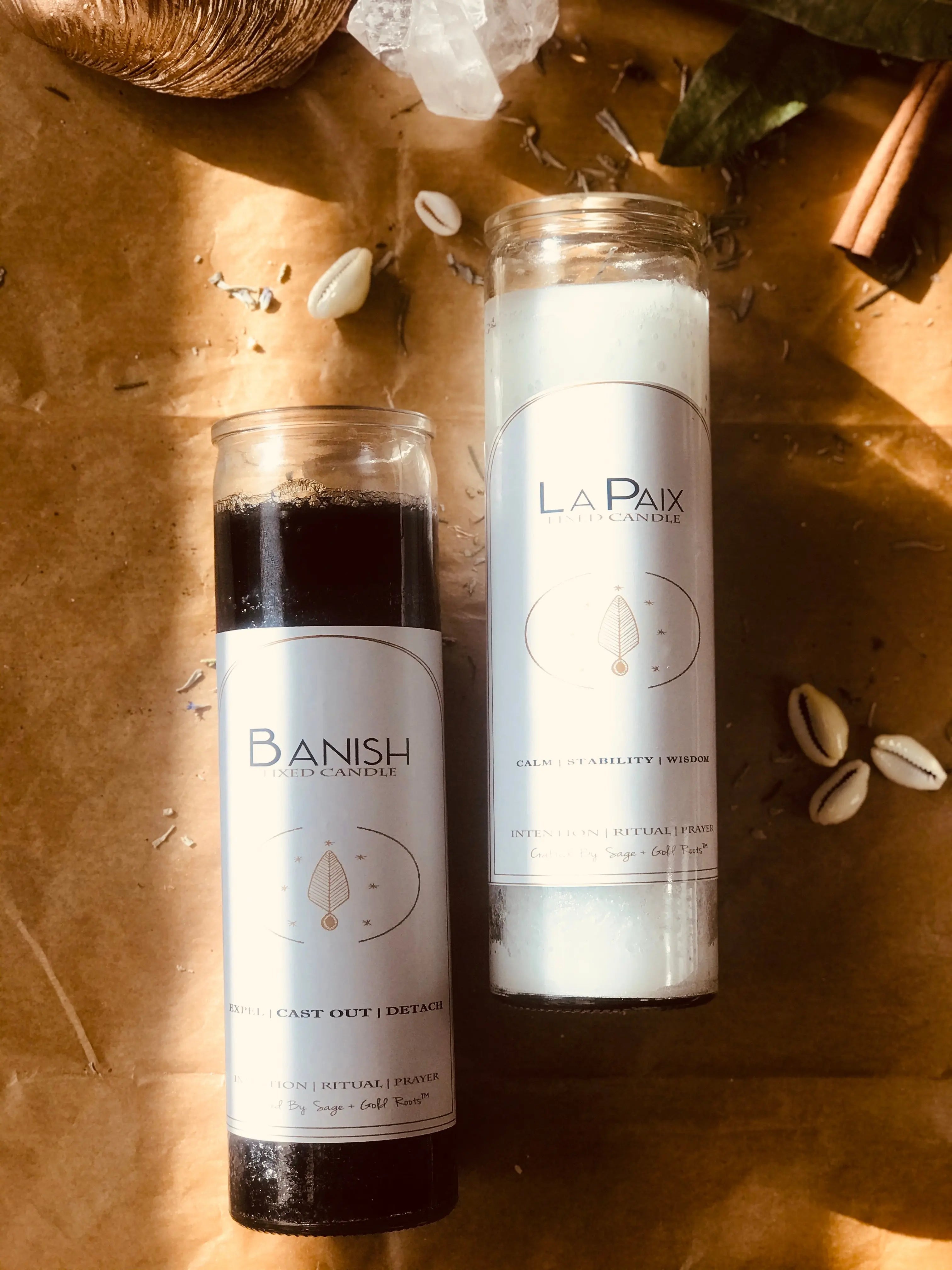 BANISH + PEACE | Fixed Candle Set  sageandgoldroots
