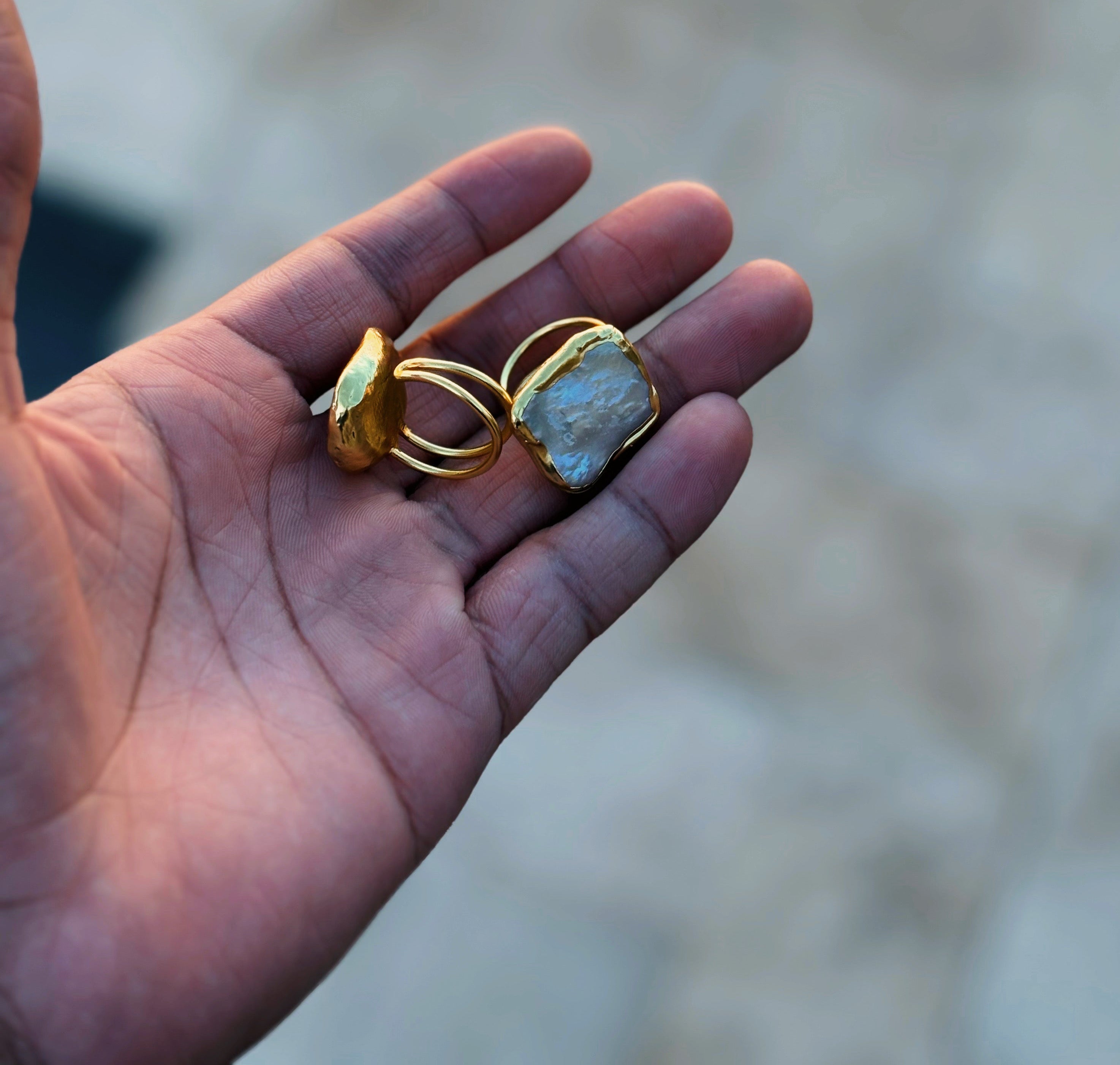 The Solenne Ring  Sage + Gold Roots