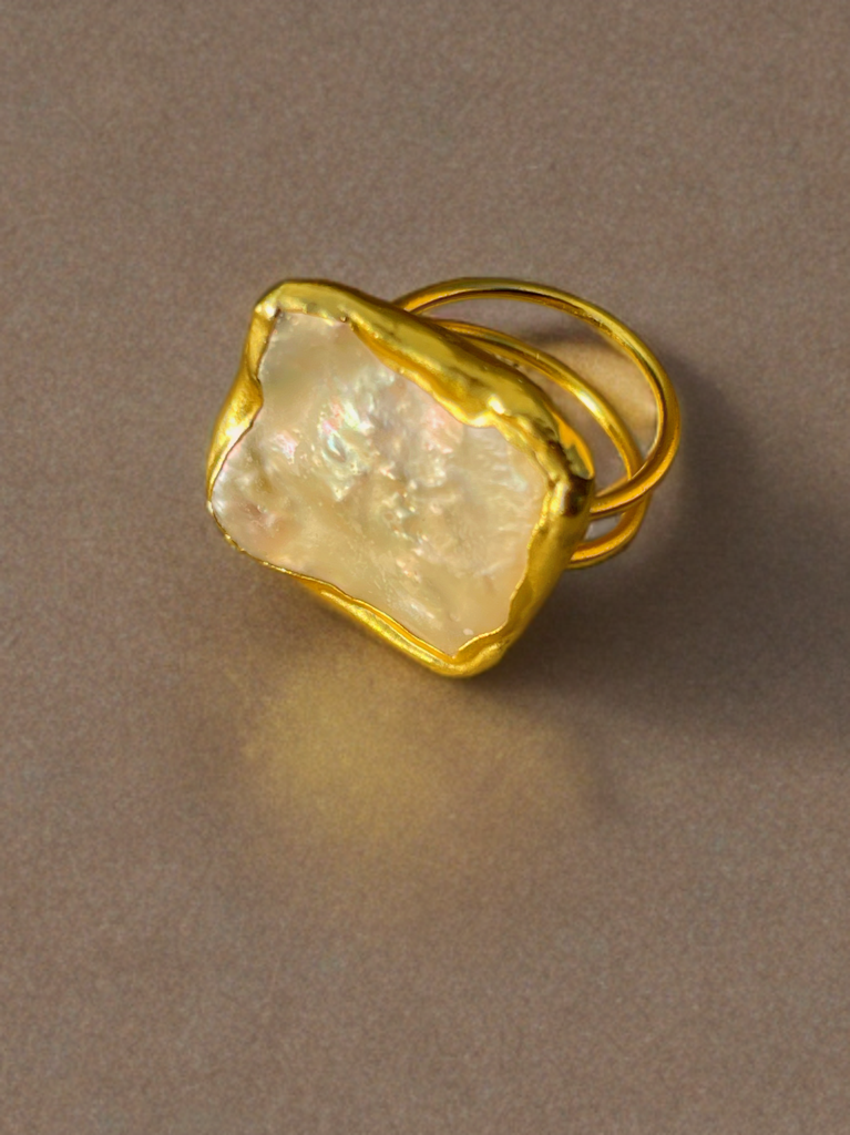 The Solenne Ring  Sage + Gold Roots