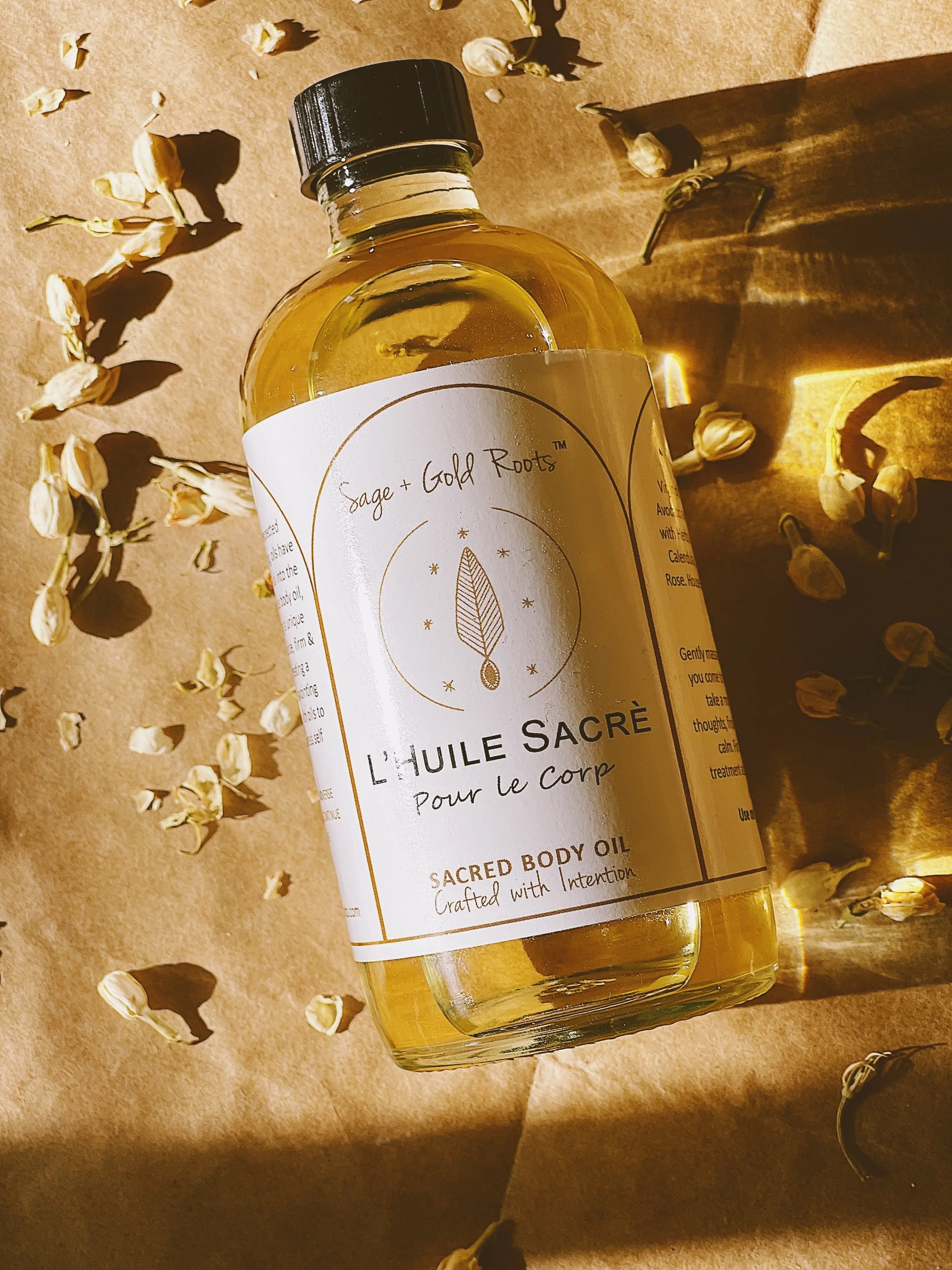 L’HUILE SACRÈ | SACRED BODY OIL (Seasonal Jasmine) Sage + Gold Roots