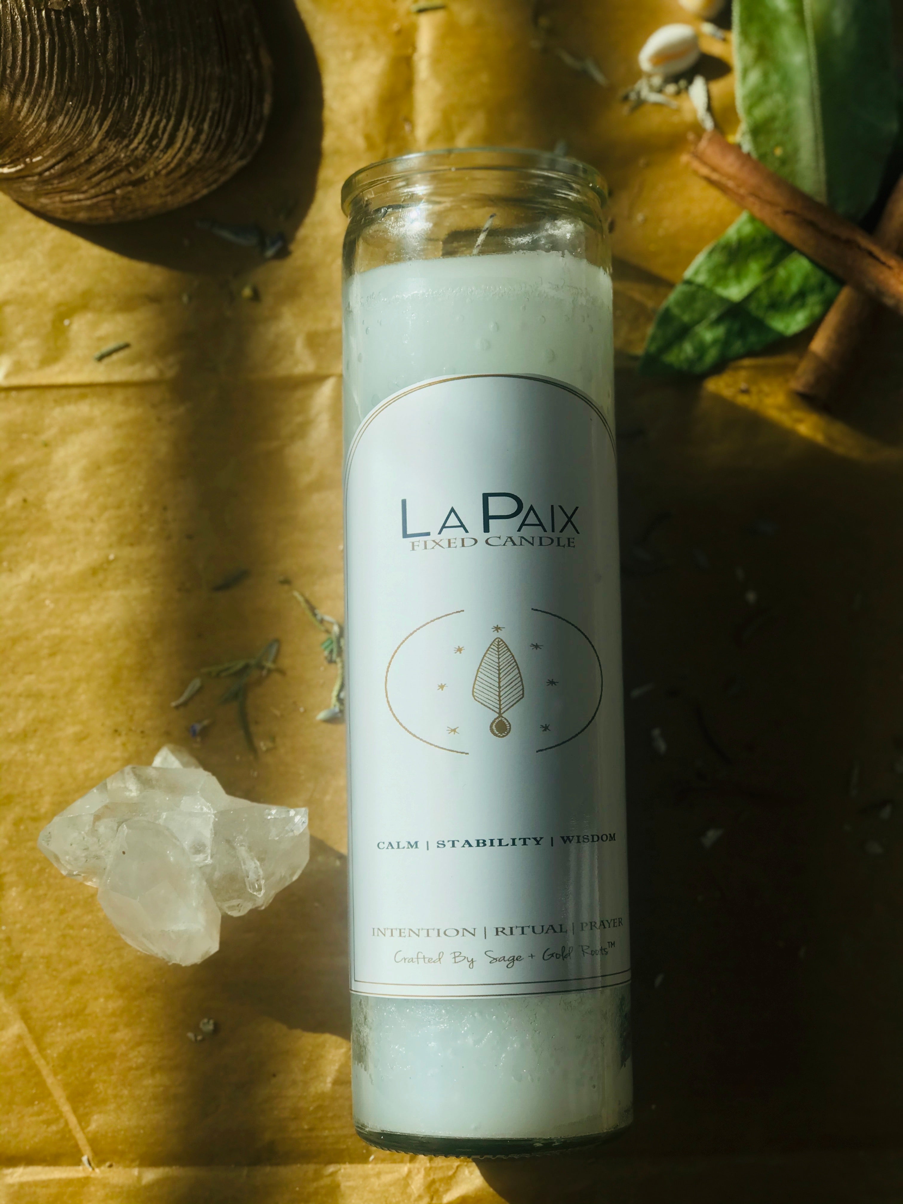 LA PAIX (PEACE) || Ritual Candle  Sage + Gold Roots