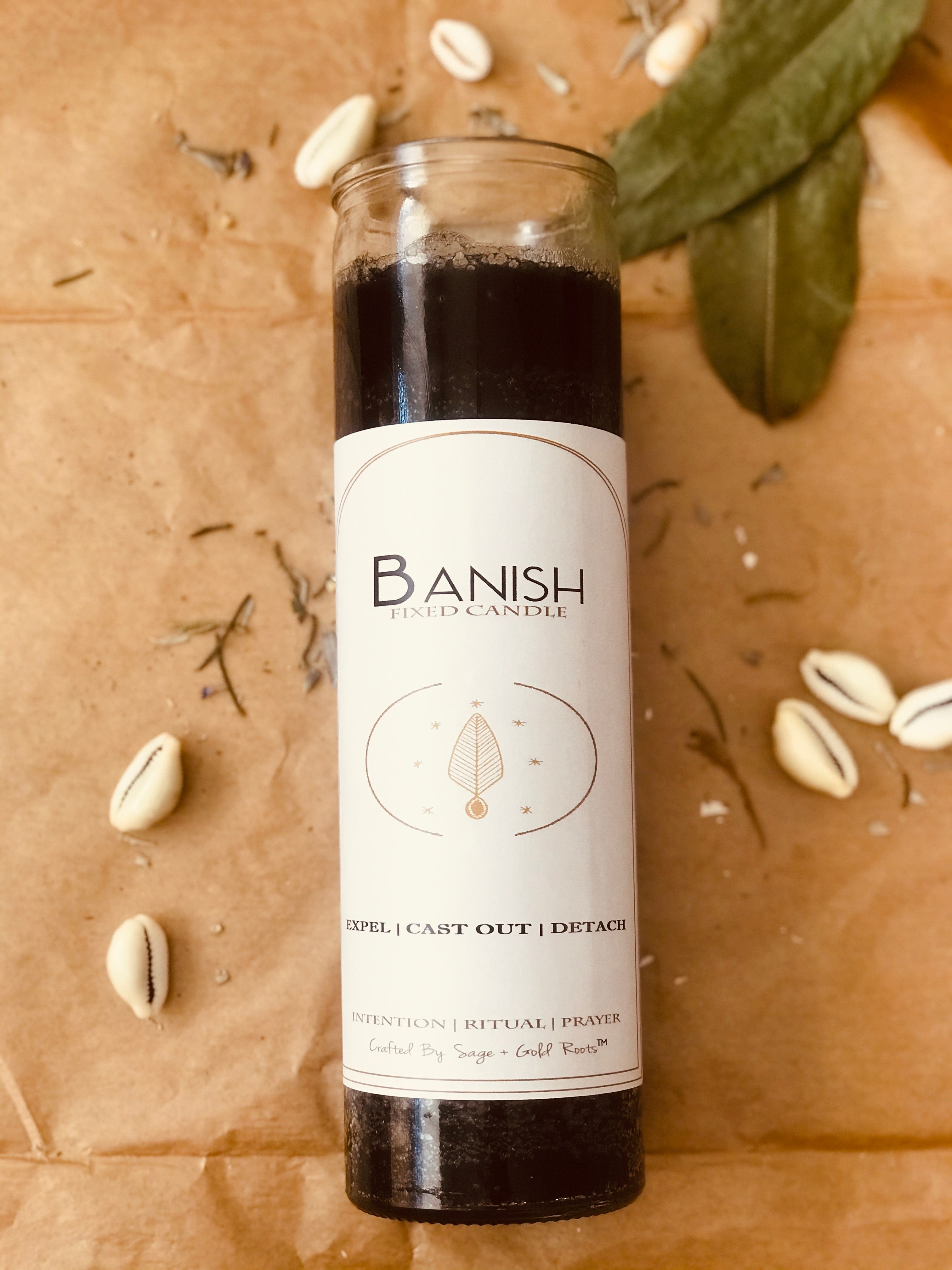 BANISH | Ritual Candle  Sage + Gold Roots