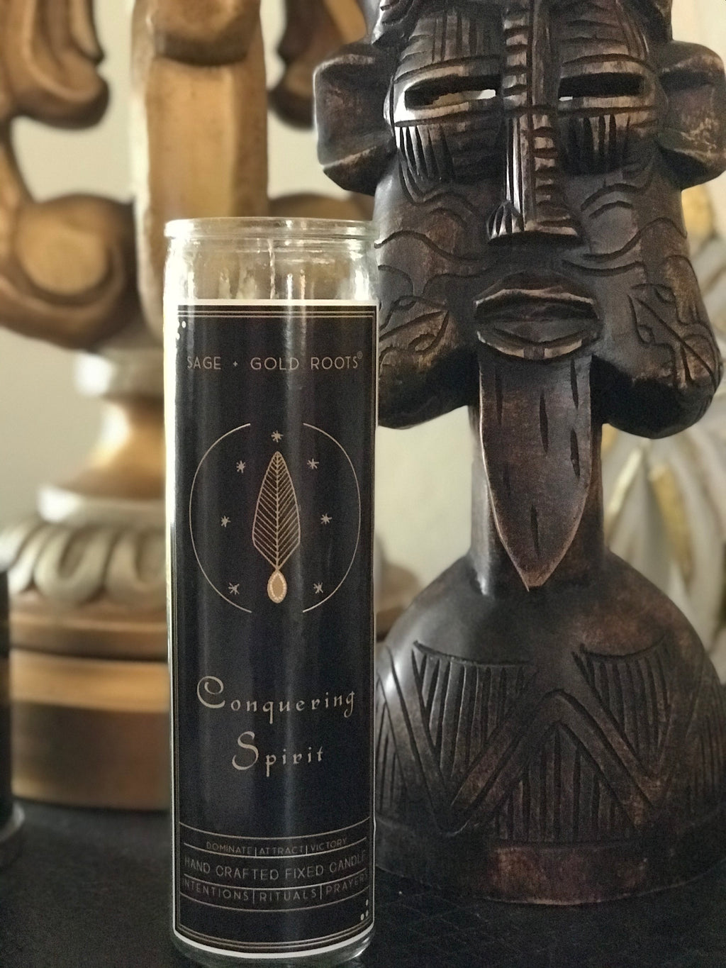 Conquering Spirit | Conjure Fixed Candle -  Sage + Gold Roots