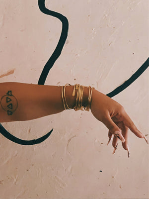 Maîtresse | Brass Bangle -  Sage + Gold Roots