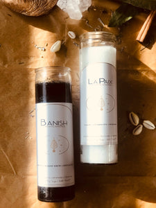 BANISH + PEACE | Fixed Candle Set -  Sage + Gold Roots